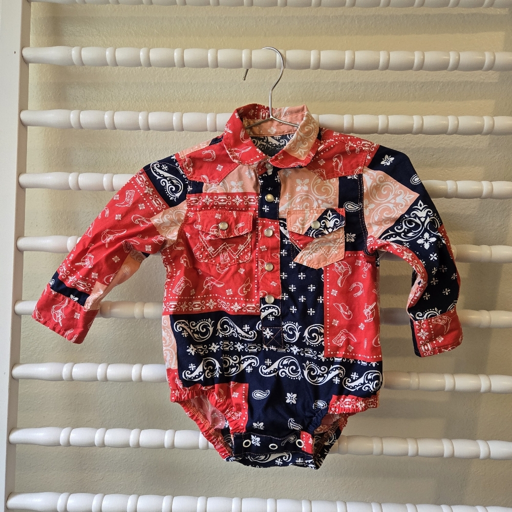Wrangler Infant/Toddler Patchwork Onesie Size 6-9 Months